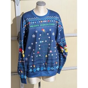 Pac-Man Christmas Sweater Ugly Video Game Tree Men's XL (a)